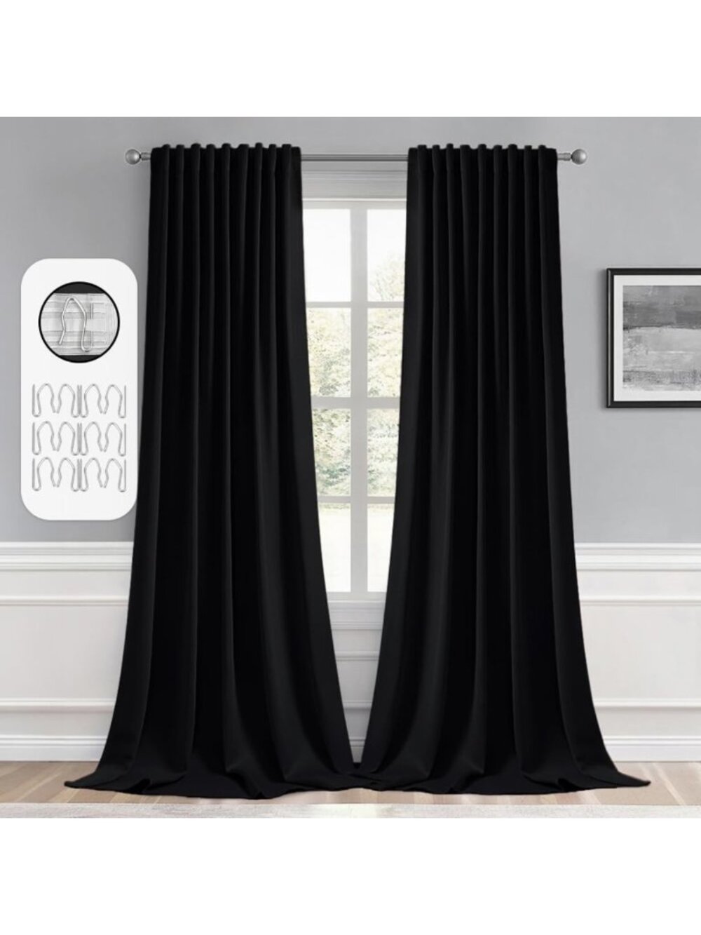 Elegant Blackout Curtains - 2 Panels Set, 52x96 Inch, Back Tab Design, Light